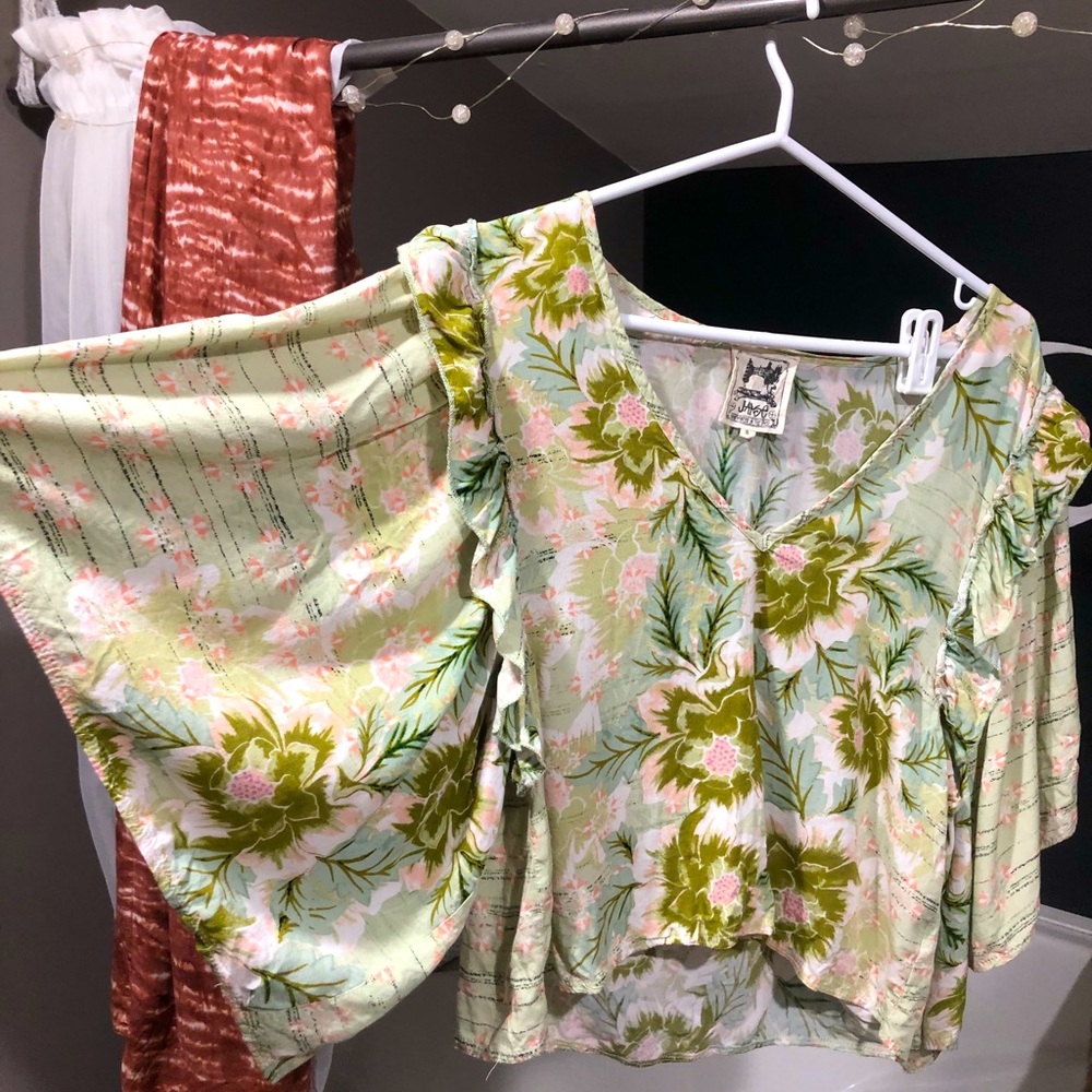 Jaase green floral print blouse
